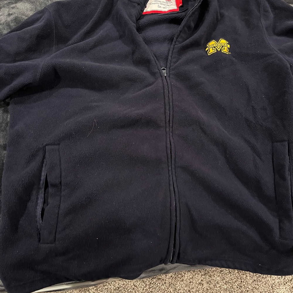 Men's Navy Fleece Jacket with Yellow Logo